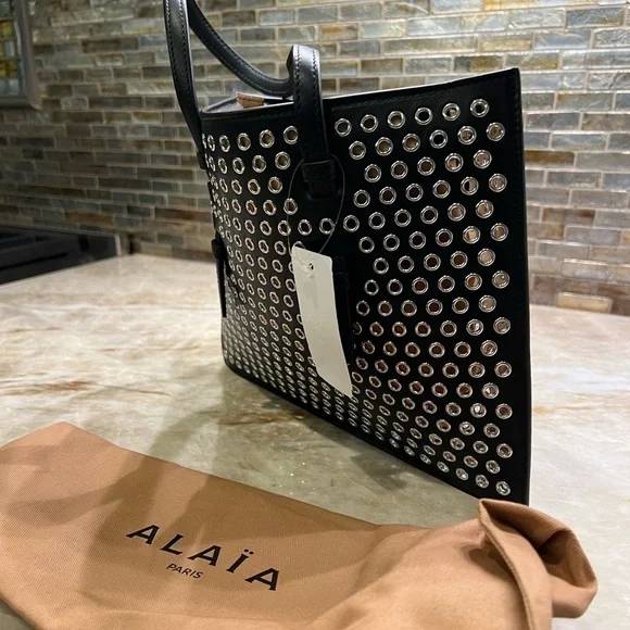 ALAÏA Mina Small perforated leather tote bag - Picture 11 of 14